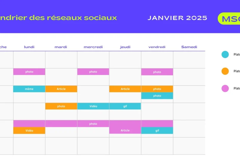calendrier éditions réseaux sociaux
